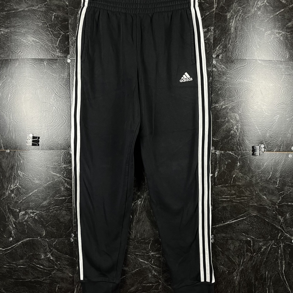 Adidas Boy's Black Striped Fleece Sweatpants Jogger XL (18-20)